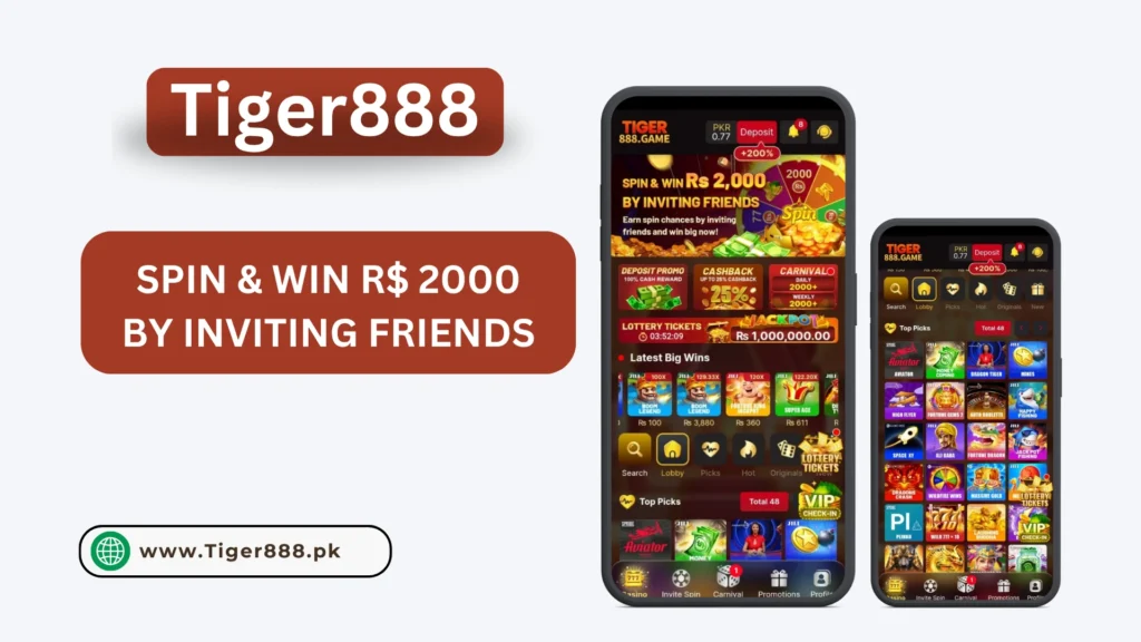 Invite Friends on Tiger888 and Spin to Win Rs 2000 free